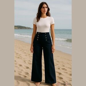 Vintage U.S Navy Wide-Leg Pants black wool wide leg 28” waist unisex